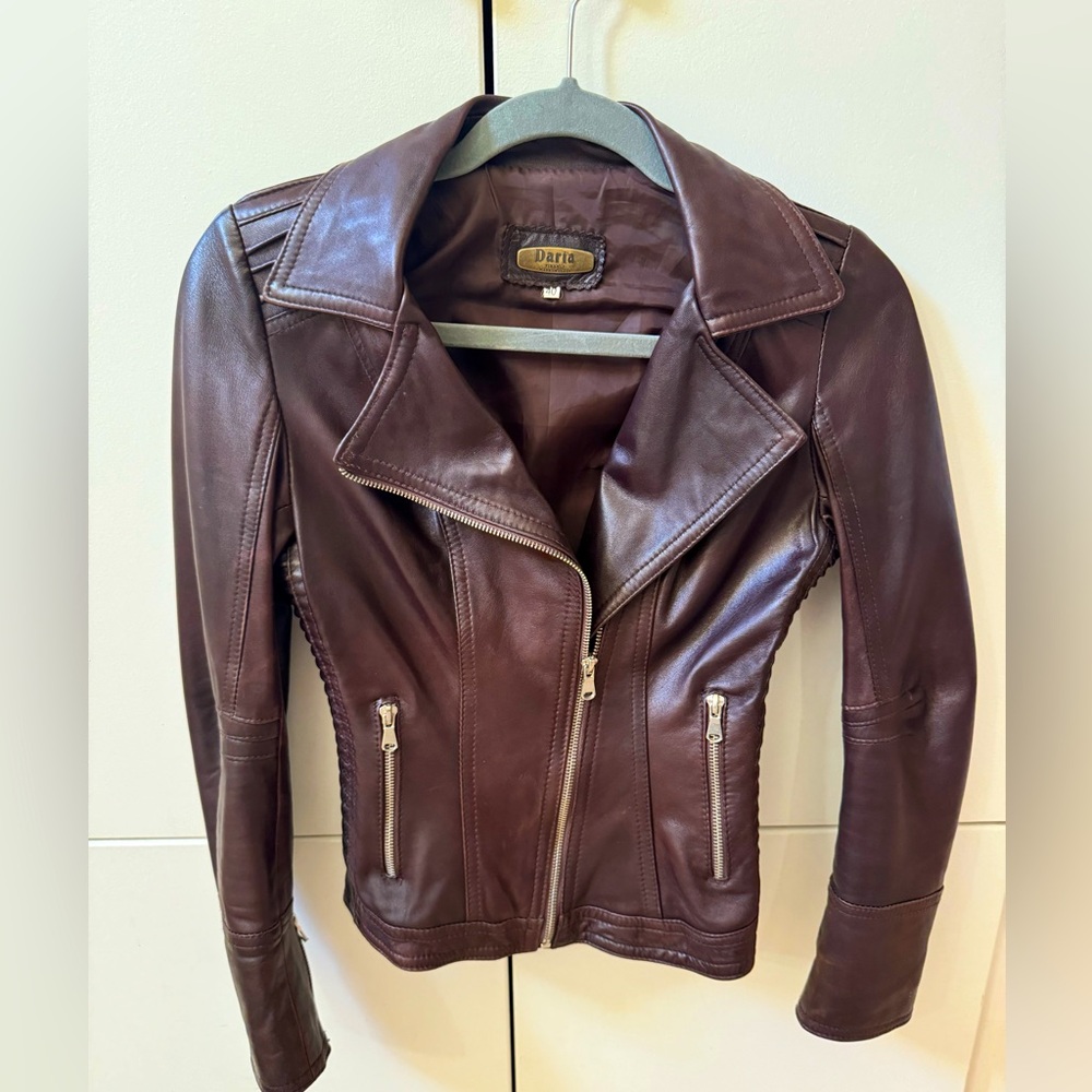 100% Lamb Leather Brown Biker Jacket